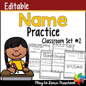Preview of Name Practice Daily Sign-In Sheets Editable Literacy Activity Preschool PreK