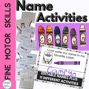 Preview of Writing Name Practice & Writing Activities Editable | Writing Sheets & Craft