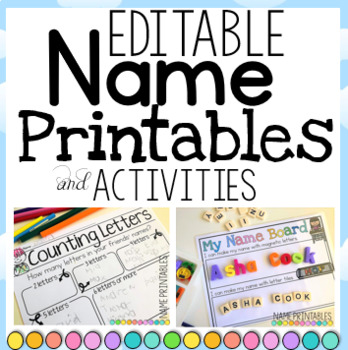 Preview of Name Writing EDITABLE Printables and Activities