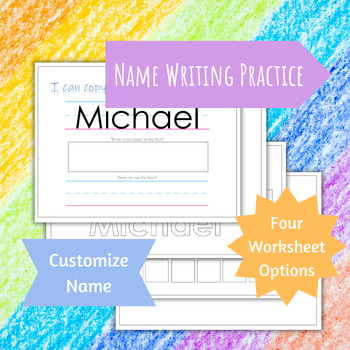 Preview of Name Writing Practice - 4 Worksheets