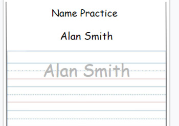 Preview of Name Writing Practice (EDITABLE)