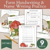 Name Writing Practice Editable, Farm Animal Activities Fir