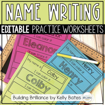 Preview of Name Writing Practice Worksheet Editable Autofilling Forms