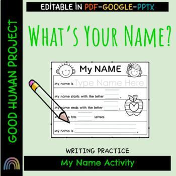 Preview of Name Writing Practice - My Name - Beginning Writers | EDITABLE
