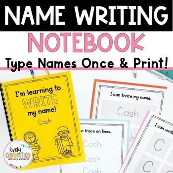 Preview of Name Writing Practice Notebook Editable