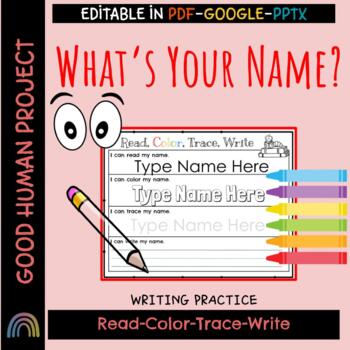 Preview of Name Writing Practice - Read Color Trace Write - Beginning Writers