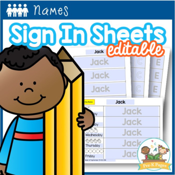 Preview of Name Writing Practice Student Sign-In Sheets Editable