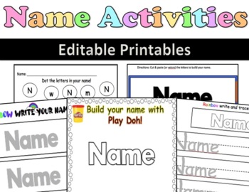 Preview of Name Writing and Spelling Editable Activities for Kindergarten & Pre-K