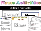 Name Writing and Spelling Editable Activities for Kinderga