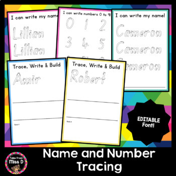 Preview of Name and Number Tracing Sheets