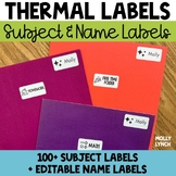 Name and Subject Labels for Folders & Notebooks Thermal La