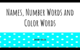 Name, color and number word flash cards