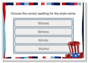 Preview of Name of the States | Choose the Correct Spelling Easel Self Checking Activity