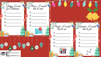 Preview of Name, place, animal, thing Christmas list PDF