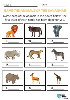 Name the Animals of the Savannah by Sci Smart Education | TPT