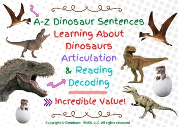 Preview of Name the Dinosaurs A to Z Read Sentences about Dinosaurs Articulation Speech Fun