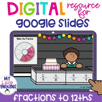 Preview of Name the Fraction to 12ths Google Slides AND Easel Assessment Digital Twelfths