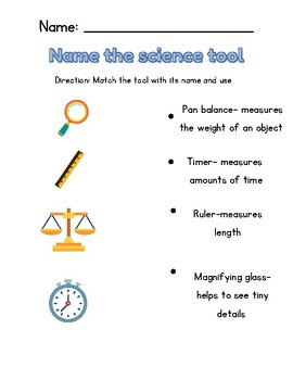 Name the Science tool matching worksheet- 1st-2nd grade science by ...