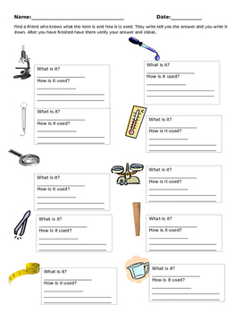 Name the Tool Find a Friend by Keelgirl Teaching Store | TpT