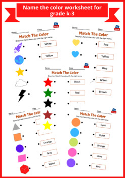 Preview of Name the color worksheet for grade k-3