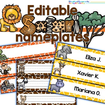 Editable Nameplates- African Safari Theme by Having A Fields Day