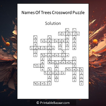 Names Of Trees Crossword Puzzle Worksheet Activity by Crossword Corner
