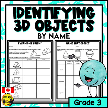 names of 3d objects worksheets grade 3 by brain ninjas tpt