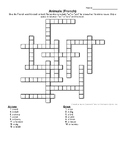 Names of Animals (French) Crossword Puzzle