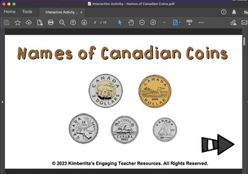 Preview of Names of Canadian Coins (Interactive Slides)