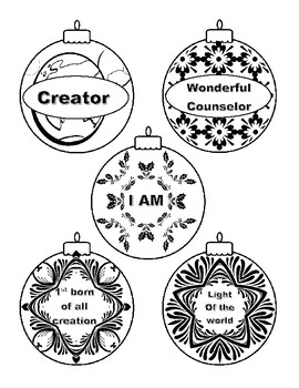 Names of Jesus Advent Ornaments to print and colour by Tricia Forsey