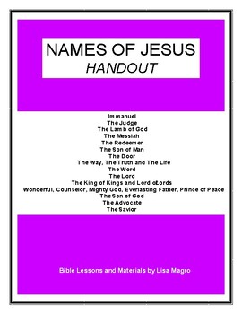 Preview of Names of Jesus Instant Handout