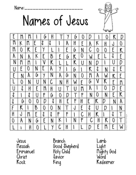 Names of Jesus Wordsearch Freebie by Amy's Smart Designs | TPT