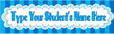 Desktag Template for Student Desks: Blue Striped Scallop (