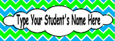 Nametag Template for Student Desks: Colorful Chevron and Cloud
