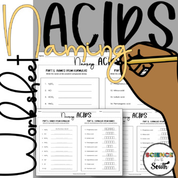 Preview of Naming Acids Worksheet with Differentiation for Review or Assessment