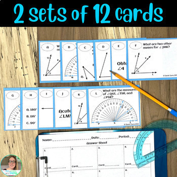 Naming Angles, Classifying Angles, & Measuring Angles Task Cards Activities