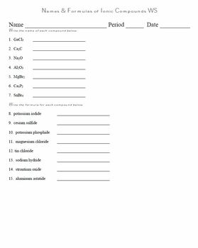 Naming Ionic and Covalent Compounds Separately WS (Package of 2) by