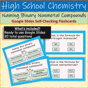Preview of Naming Binary Covalent Compounds Google Slides Flashcards Instant Feedback