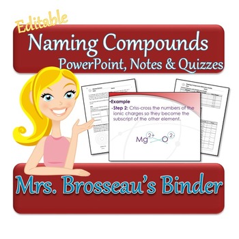 Preview of Naming Compounds Lesson - PowerPoint, Notes & Quizzes [EDITABLE]