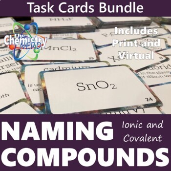 Preview of Naming Compounds Task Card Print and Virtual Bundle