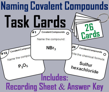Preview of Naming Covalent Compounds Task Cards Activity