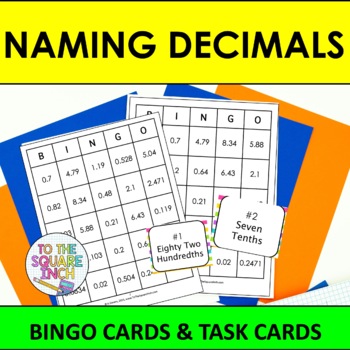Preview of Naming Decimals Bingo Game | Task Cards | Whole Class Activity