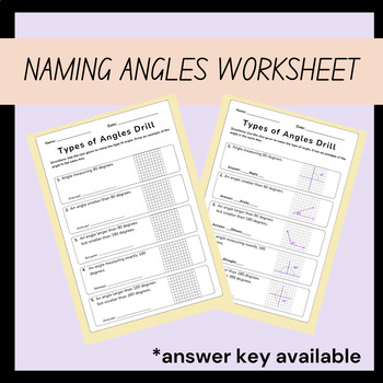 Preview of Geometric Angles Math Worksheet for 4th Grade