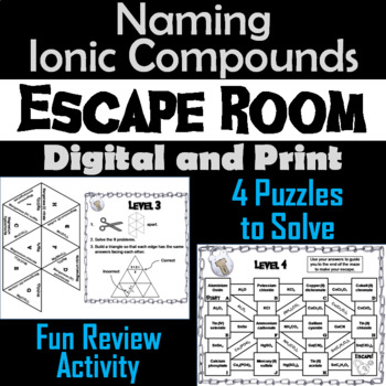 Preview of Naming Ionic Compounds Activity: Chemistry Escape Room (Science Breakout Game)