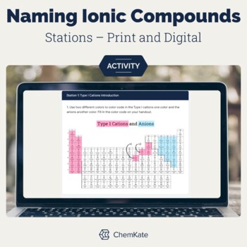 Preview of Naming Ionic Compounds Stations Activity | Chemistry Intro Print and Digital