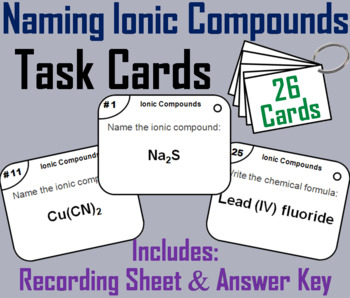 Preview of Naming Ionic Compounds Task Cards Activity