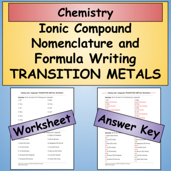 Preview of Naming Ionic Compounds with Transition Metals Worksheet