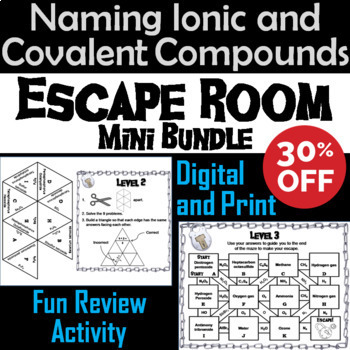 Preview of Naming Ionic and Covalent Compounds Activity: Chemistry Escape Room Science Game
