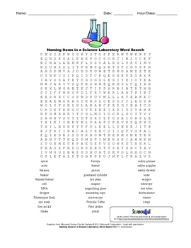 Preview of Naming Items in a Scientific Laboratory Word Search