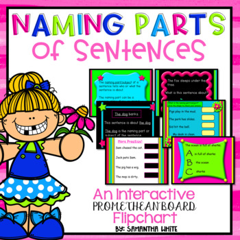 Preview of Naming Parts of Sentences (An Interactive Promethean Board Flipchart)